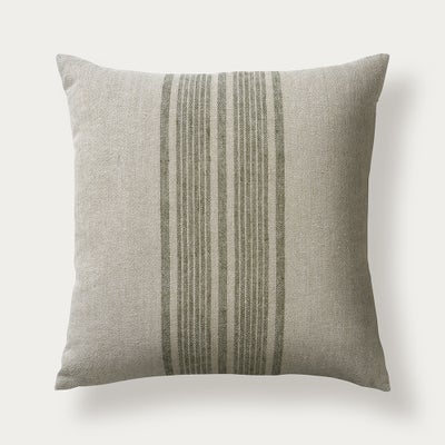 Cotton Linen Bold Stripe Cushion - Green 45x45cm