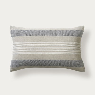 Cotton Linen Woven Stripe Cushion Navy/Natural 30x50cm