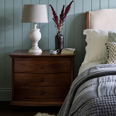 Wide 3 Drawer Bedside Table