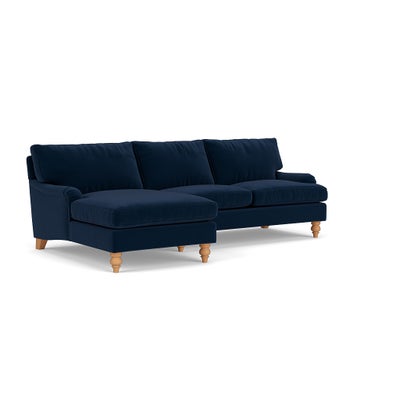 Chaise Large Left Hand - Deep blue - Matt Velvet