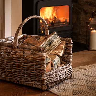 Medium Rattan Open Ended Log Basket