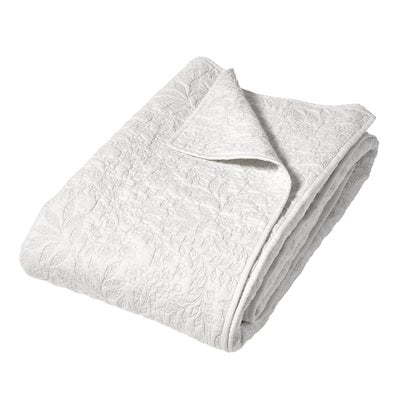 Floral Trail Embroidered Bedspread White