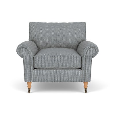 Armchair - Navy - Herringbone Weave