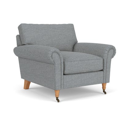 Armchair - Navy - Herringbone Weave