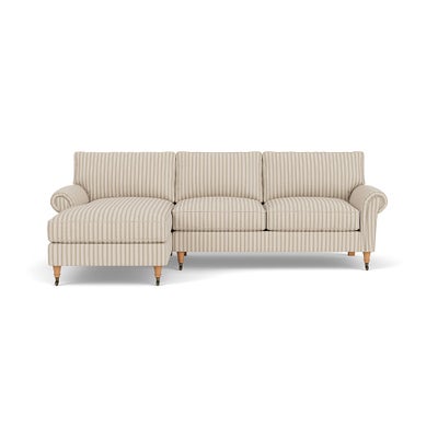 Chaise Large Left Hand - Sage - Kingham Stripe