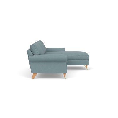 Chaise Large Right Hand - Sky blue - House linen mix