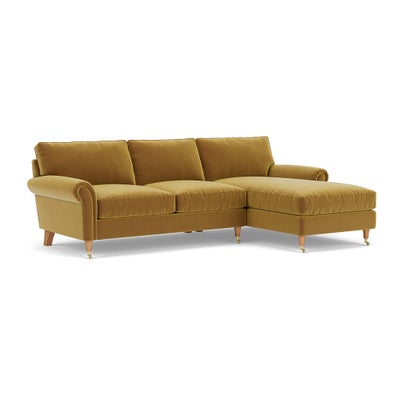 Chaise Large Right Hand - Mustard - Matt Velvet