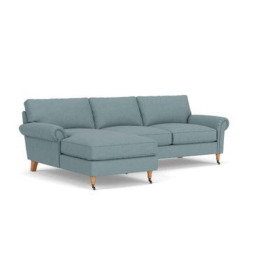 Chaise Large Left Hand - Sky blue - House linen mix