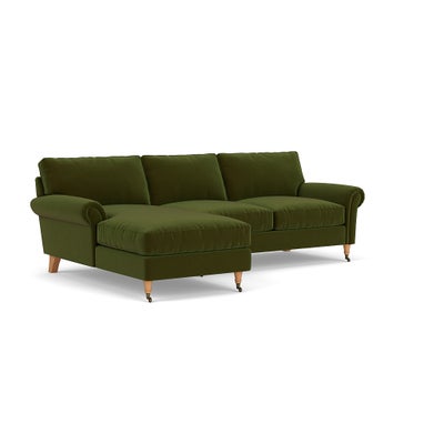 Chaise Large Left Hand - Forest Green - Matt Velvet