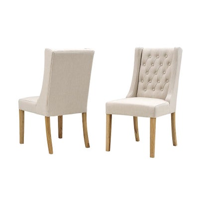 Winged Buttoned Chair - Stone - Set of 4