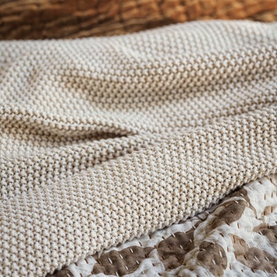 Chunky Knit Throw Ivory