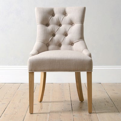 Upholstered Button Back Chair - Stone