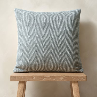 Herringbone Woven Cushion Pale Blue