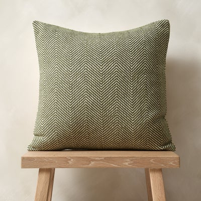 Herringbone Woven Cushion Green