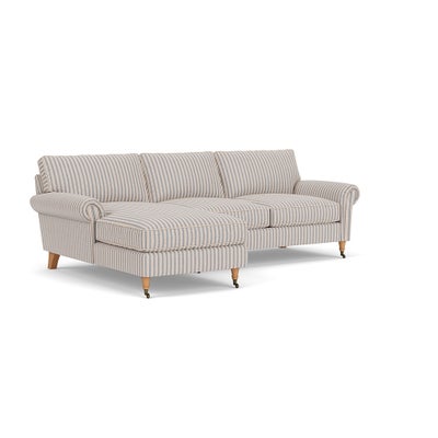 Chaise Large Left Hand - Indigo - Kingham Stripe
