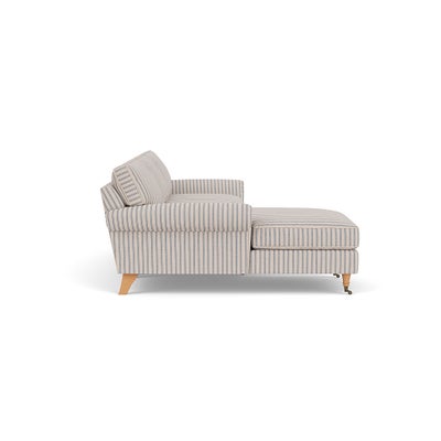 Chaise Large Left Hand - Indigo - Kingham Stripe