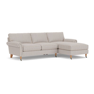 Chaise Large Right Hand - Indigo - Kingham Stripe