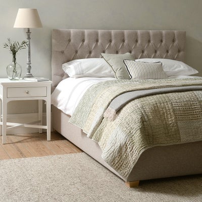 Natural Tweed King Size Ottoman Bed