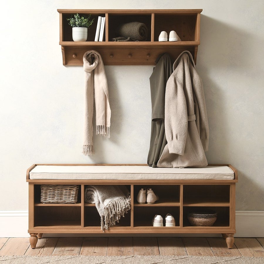 Elkstone Mellow Oak Extra Large Shoe Bench - The Cotswold Company