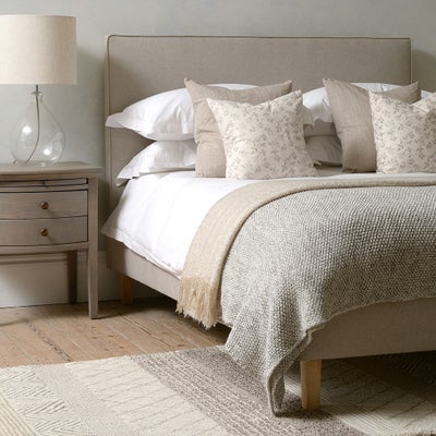 Natural Tweed Kingsize Upholstered Bed