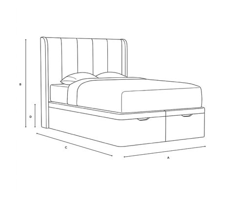 Double Ottoman Storage Bed - Moss - Eco Chenille - Line Drawing