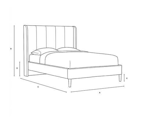 King Size Classic Bedstead - Dove Grey - House Linen Mix - Line Drawing
