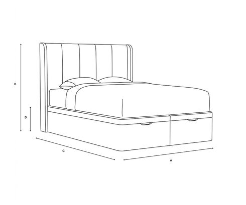 King Size Ottoman Storage Bed - Moss - Eco Chenille - Line Drawing