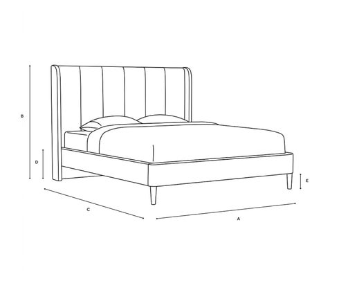 Super King Classic Bedstead - Moss - Eco Chenille - Line Drawing