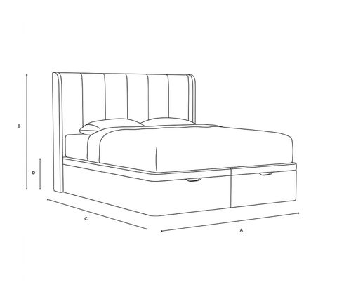Super King Ottoman Storage Bed - Dusky Rose - Eco Chenille - Line Drawing