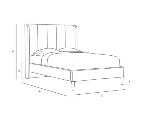 Double Classic Bedstead - Natural - Eco Chenille - Line Drawing
