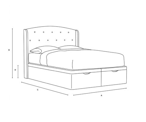 King Size Ottoman Storage Bed - Moss - Eco Chenille - Line Drawing