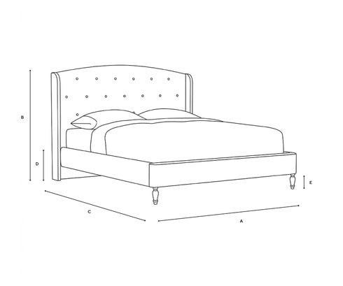 Super King Classic Bedstead - Dusky Rose - Eco Chenille - Line Drawing