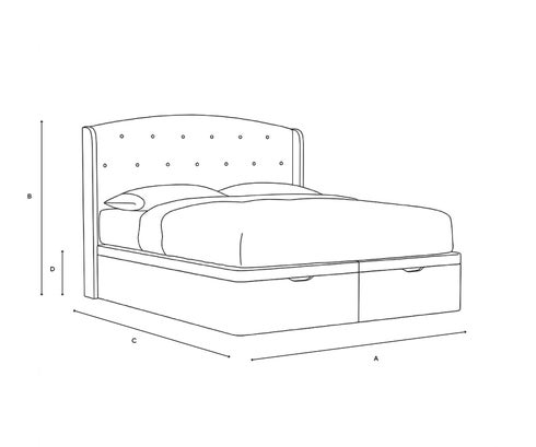 Super King Ottoman Storage Bed - Dove Grey - House Linen Mix - Line Drawing