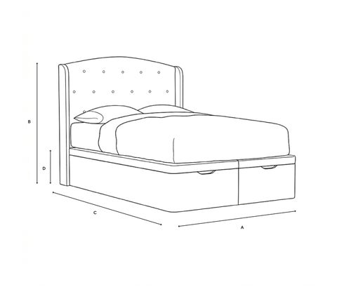 Double Ottoman Storage Bed - Natural - Eco Chenille - Line Drawing