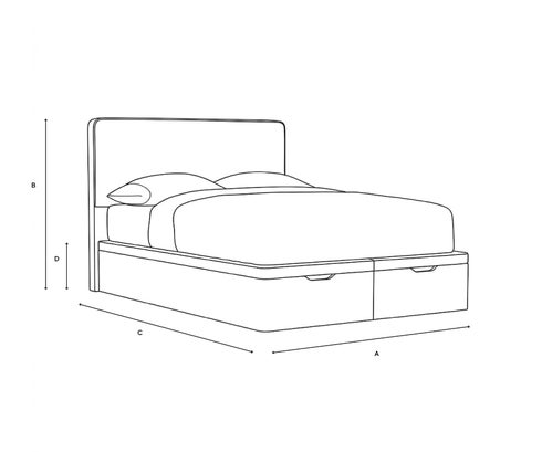 King Size Ottoman Storage Bed - Moss - Eco Chenille - Line Drawing