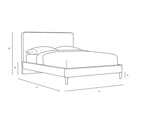 Super King Classic Bedstead - Natural - Eco Chenille - Line Drawing