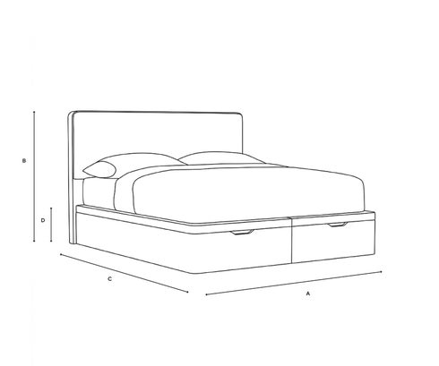Super King Ottoman Storage Bed - Natural - Eco Chenille - Line Drawing