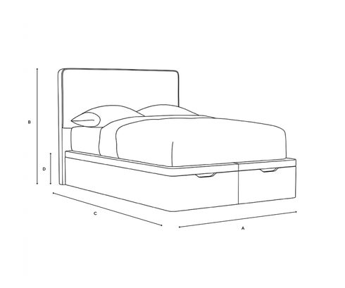 Double Ottoman Storage Bed - Natural - Eco Chenille - Line Drawing