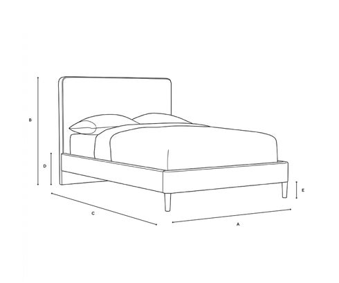 Double Classic Bedstead - Dusky Rose - Eco Chenille - Line Drawing