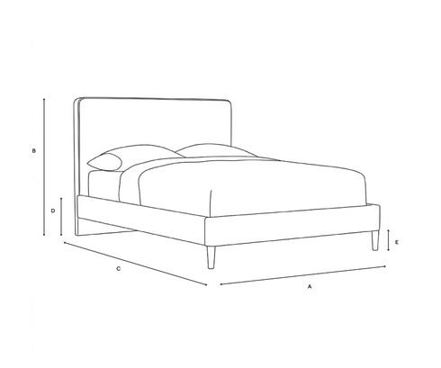 King Size Classic Bedstead - Moss - Eco Chenille - Line Drawing