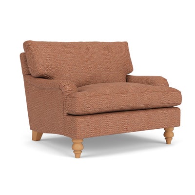 Love Seat - Brick - Herringbone Weave