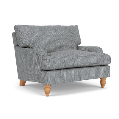 Love Seat - Navy - Herringbone Weave