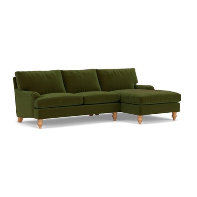 Chaise Large Right Hand - Forest Green - Matt Velvet