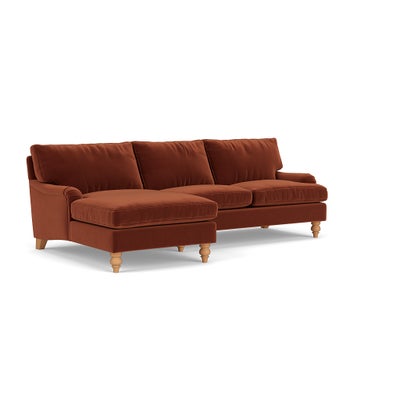 Chaise Large Left Hand - Brick - Matt Velvet