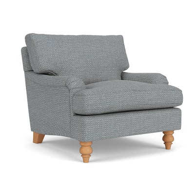 Armchair - Navy - Herringbone Weave