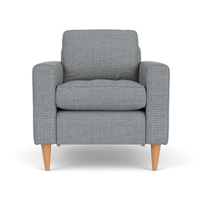 Armchair - Navy - Herringbone Weave