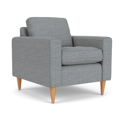 Armchair - Navy - Herringbone Weave
