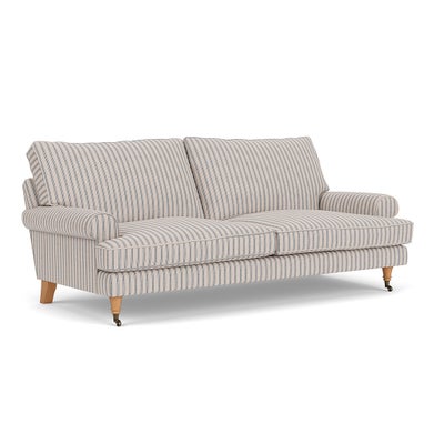 3 Seater Sofa - Indigo - Kingham Stripe