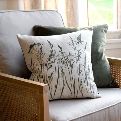 Grasses Print Cushion - Fern