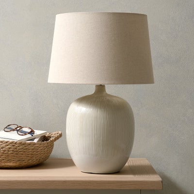 Greta Natural and Cream Textured Ceramic Table Lamp